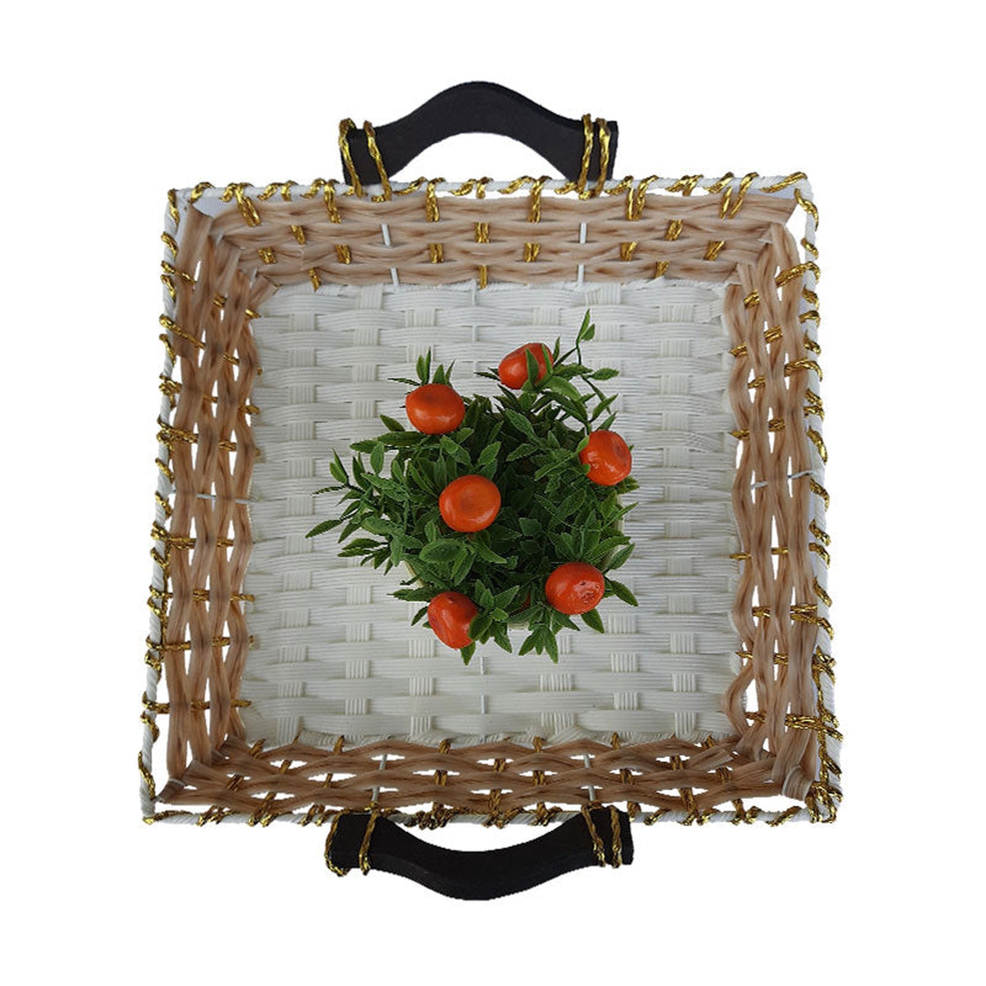Plastic Woven Fruit Serving Tray Basket 35cm 025