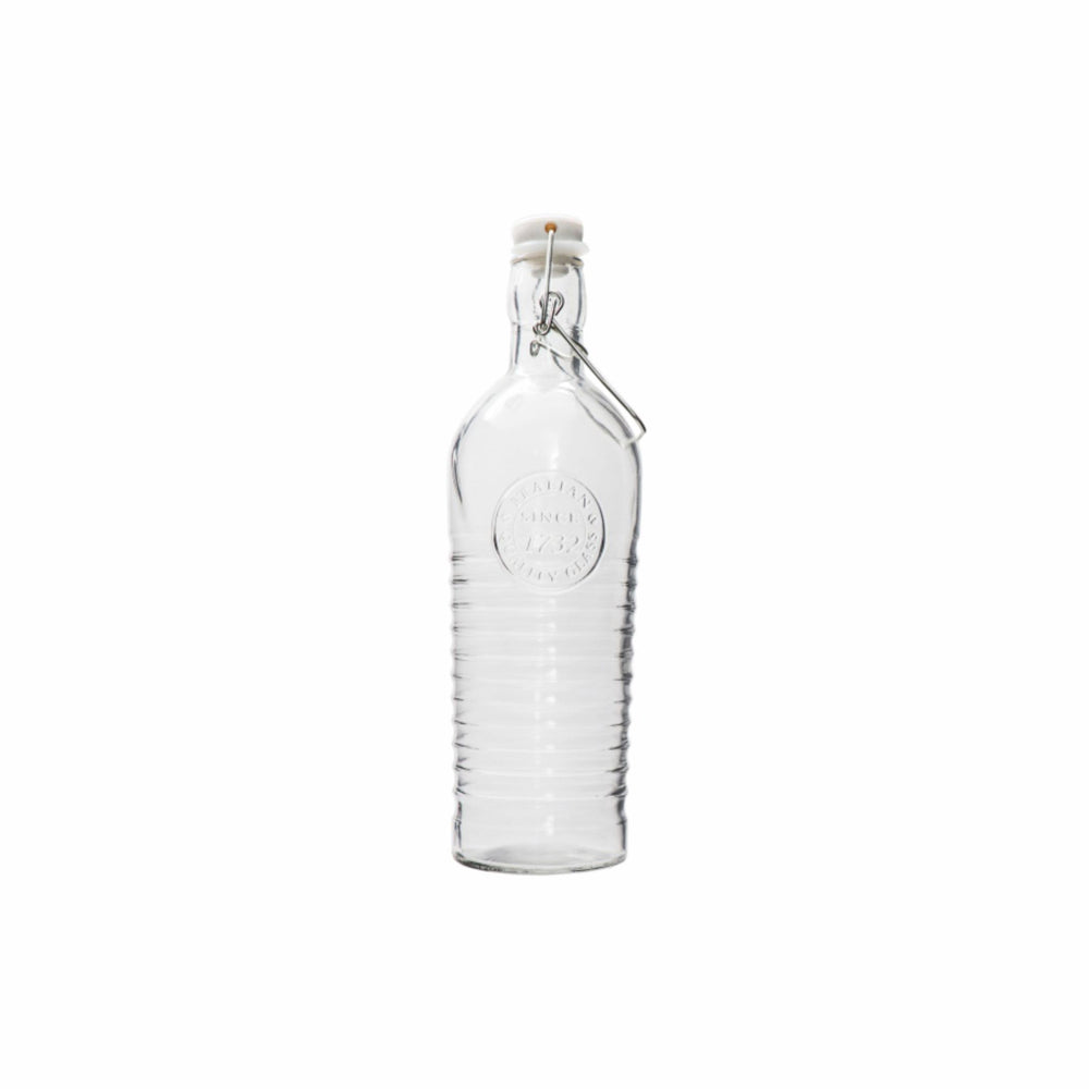 Regent Glass Water Bottle with Motif and Clip Top 1L 26104