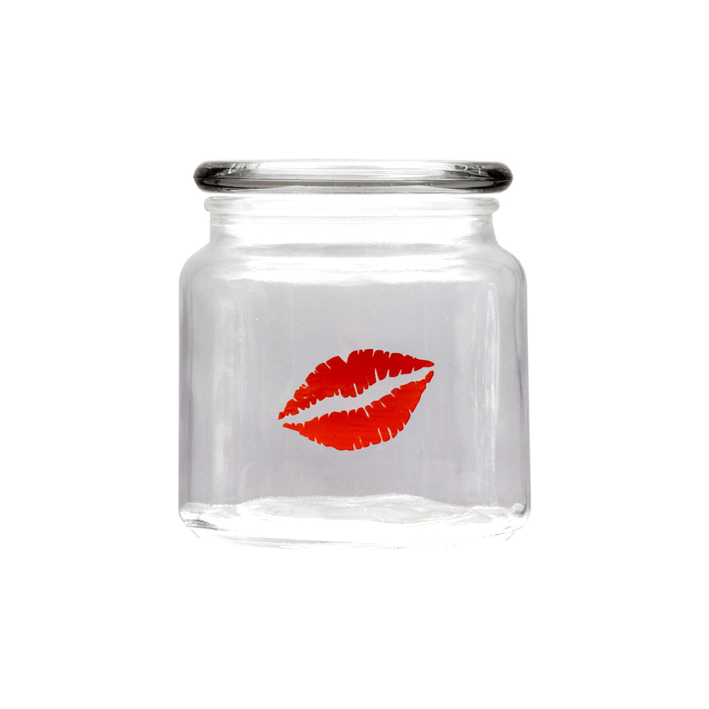 Regent Glass Storage Jar 550ml with Glass Lid Printed Kiss 26112KS