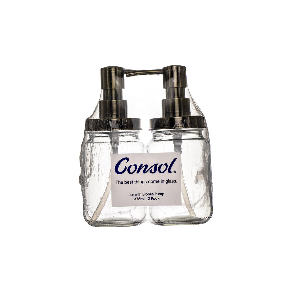 Consol 375ml Glass Pump Preserve Jar with Bronze Lid 2pack 26143
