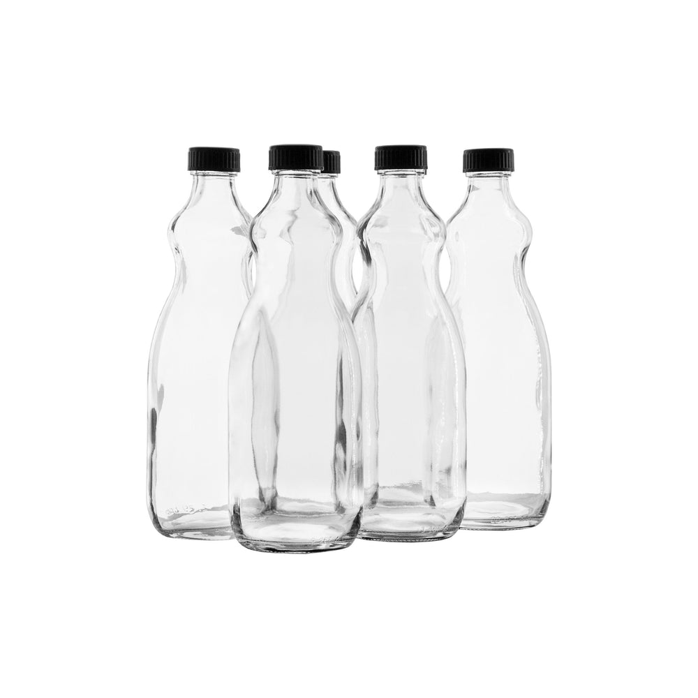Consol 740ml Glass Utility Bottle with Black Lid 6pack 27434