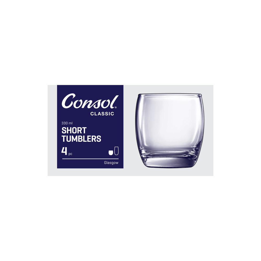 Consol Glasgow Glass Tumbler 330ml Whisky 4pack 27632