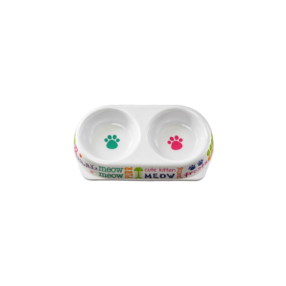 Melamine Pet Cat Feeding Bowl Double 28419