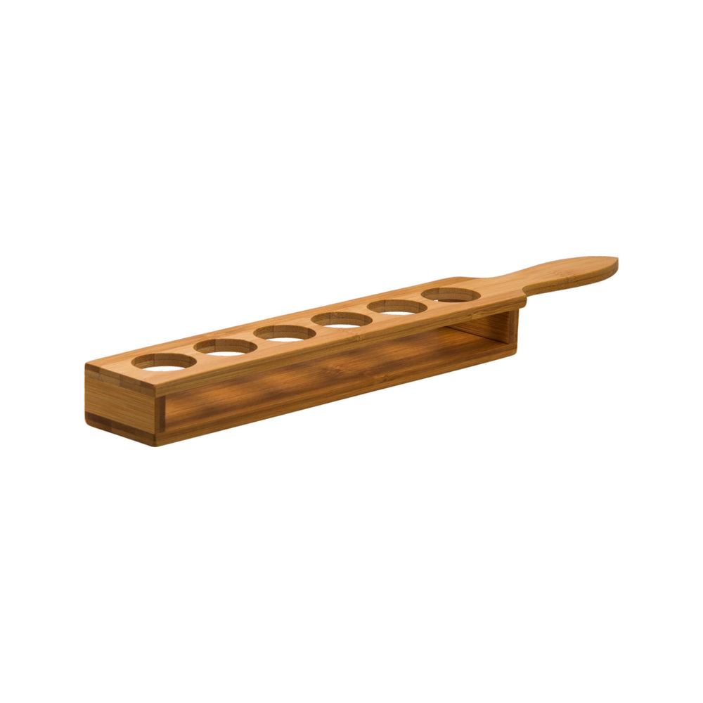 Bar Butler Shot Glass with 6 Hole Bamboo Serving Tray and Handle 30944
