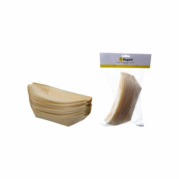 Regent Bamboo Serving Boat Tray Disposable 190x100mm 20pack 35116