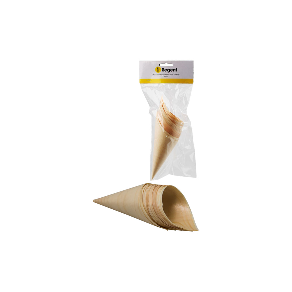 Regent Wooden Disposable Cones 155mm 20pack 35120