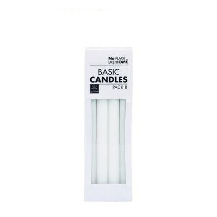 Dinner Candle Basic 22.5cm White 8pc