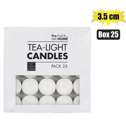 Tea Light Candles White 3.5cm Extra Large 25pcs