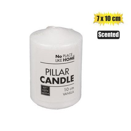 Scented Pillar Candle Round White 10x7cm