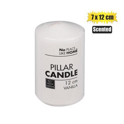 Scented Pillar Candle Round White 12x7cm