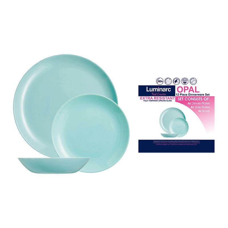 Luminarc Opal Dinner Set Turquoise 12Pcs Set 39913