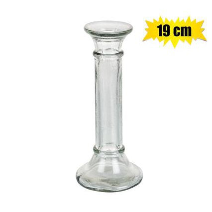 Glass Candle Holder 19cm Clear