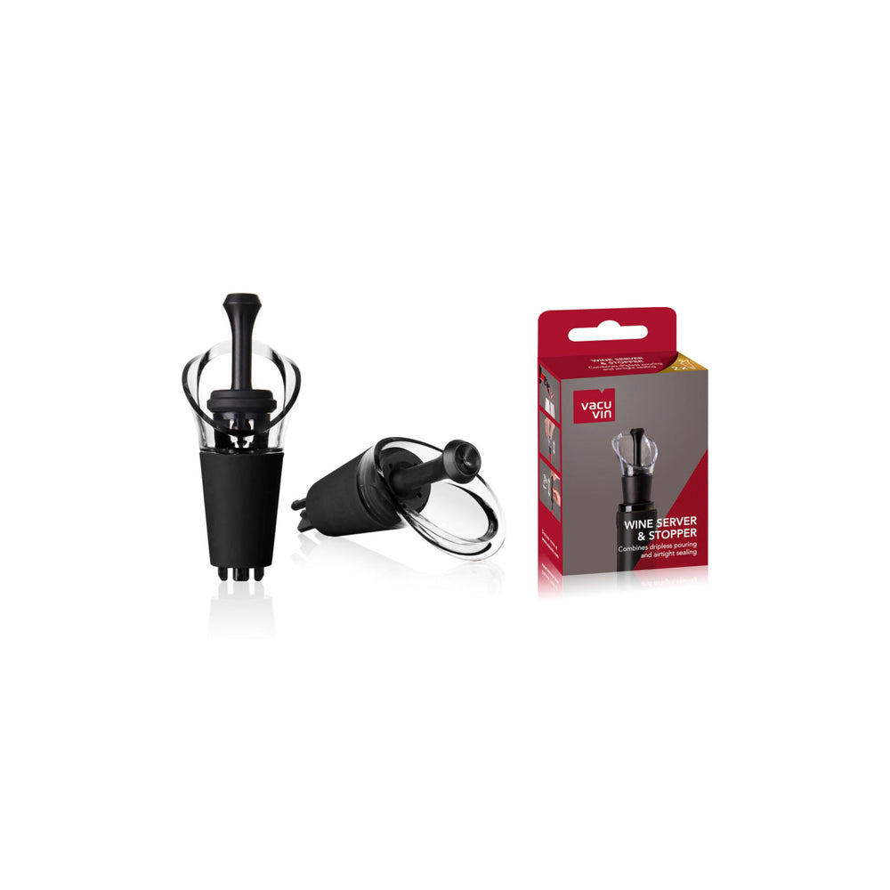 Vacu Vin Wine Server and Topper Black 2Pcs 40217