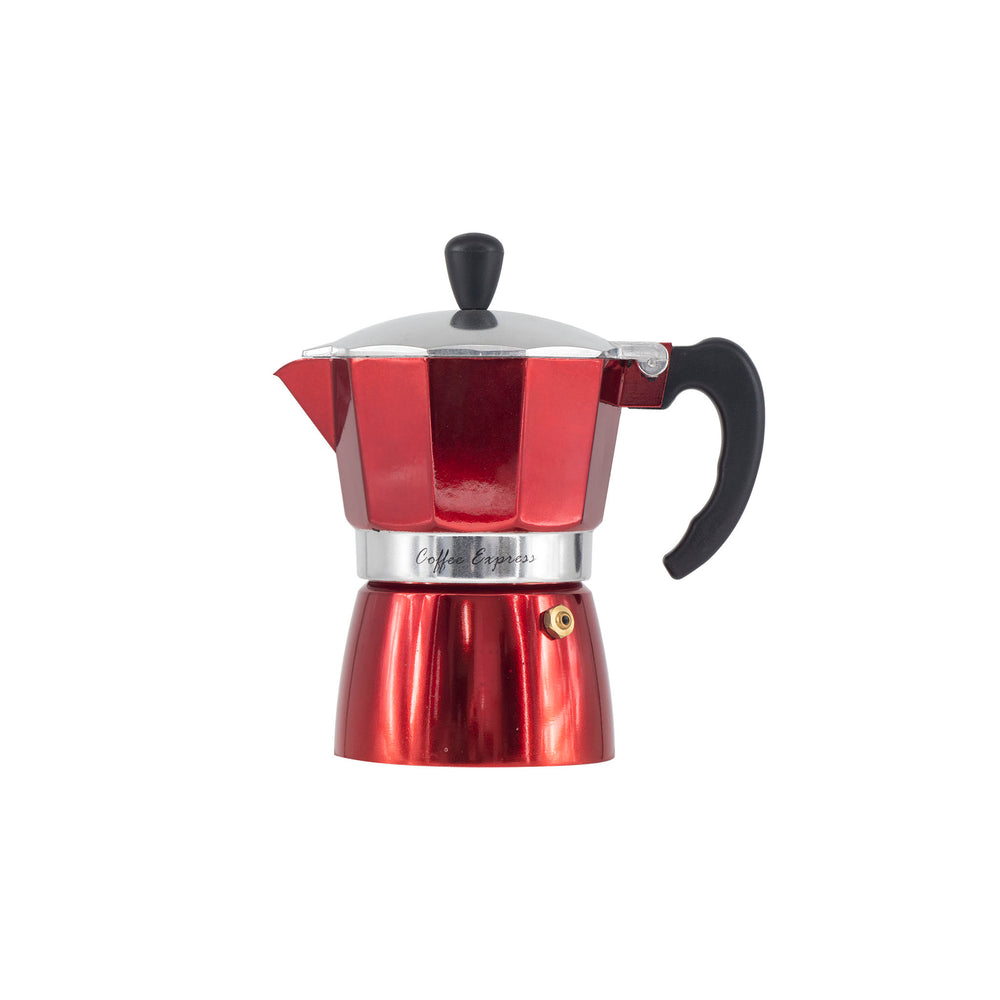 Regent 150ml Espresso Coffee Maker Pot Aluminium 2-Tone Red & Silver 3-Cup 41420