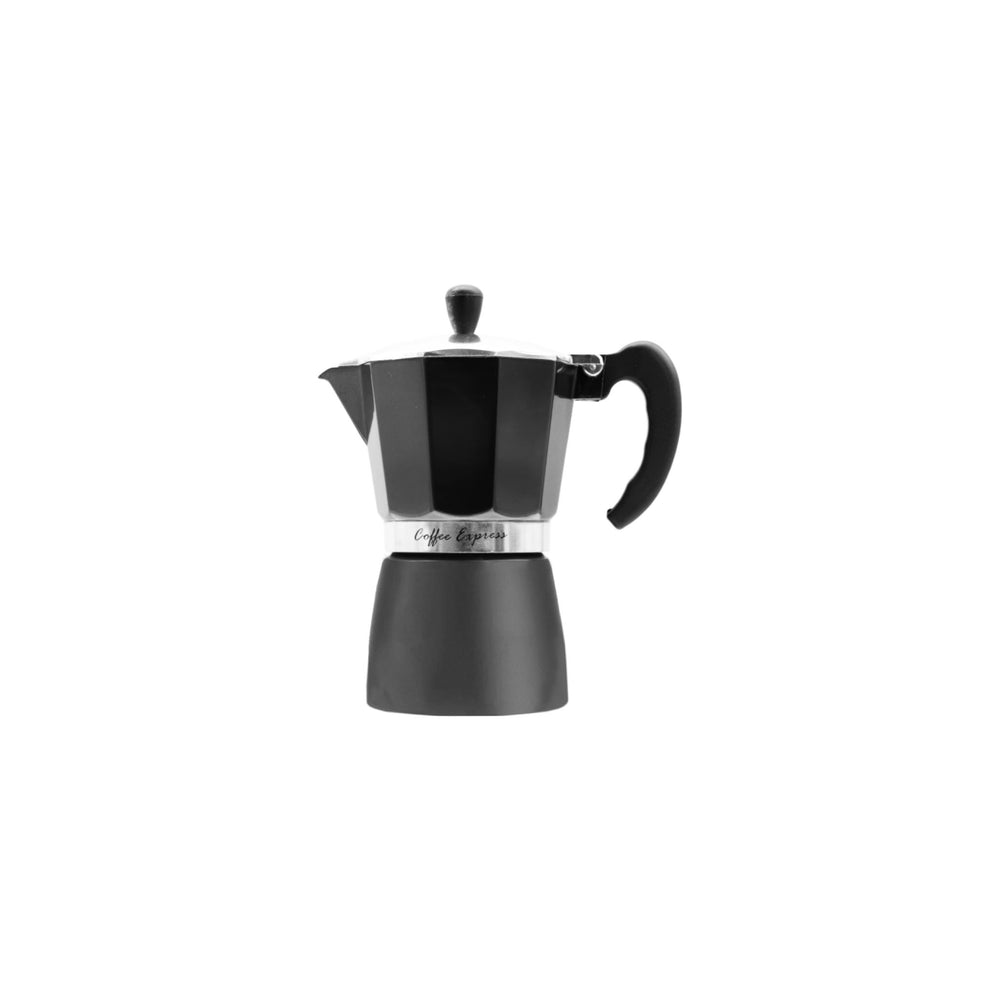Regent 150ml Espresso Coffee Maker Pot Aluminium 2-Tone Matte Black & Silver 3-Cup 41424