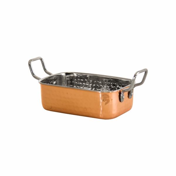 Regent Cookware Karahi Serving Roaster 610ml Rectangular Hammered Copper Plated Stainless Steel