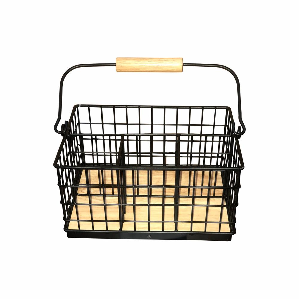 Regent Cutlery Caddy Black Wire and Wood 41847