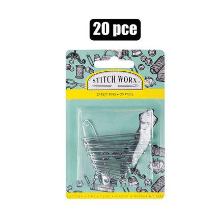 Haberdashery Safety Pins 20 pack Assorted