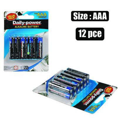 Daily Power Batteries Alkaline Size AAA 12pack