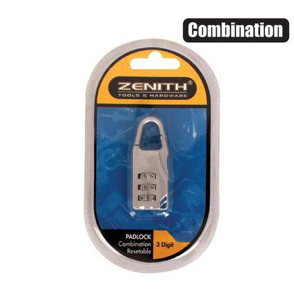 Zenith Combination Padlock 3-Digit Resetable