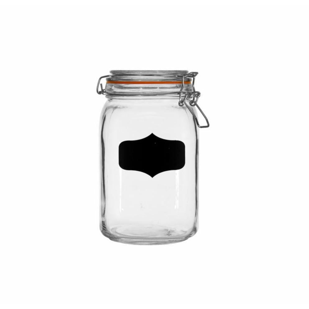 Regent Glass Canister Jar 1.45L Hermetic Canister with Clip Seal & Chalkboard Notes