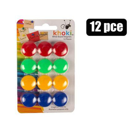 Khoki Whiteboard Magnets 12pack 3x4 Colors
