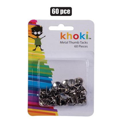 Khoki Stationery Metal Thumb Tacks 60pcs