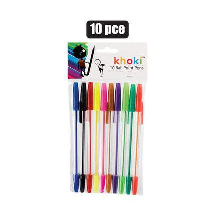 Khoki Stickball Pen Transparent 10-Assorted Colour
