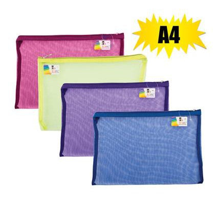 Pencil Case Mesh A4 Assorted Colors