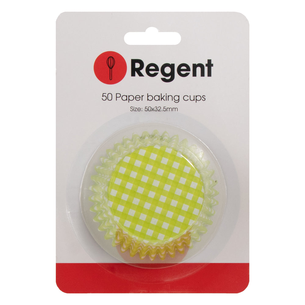 Regent Cake Cups Lime Green And White Check 50Pcs 71512