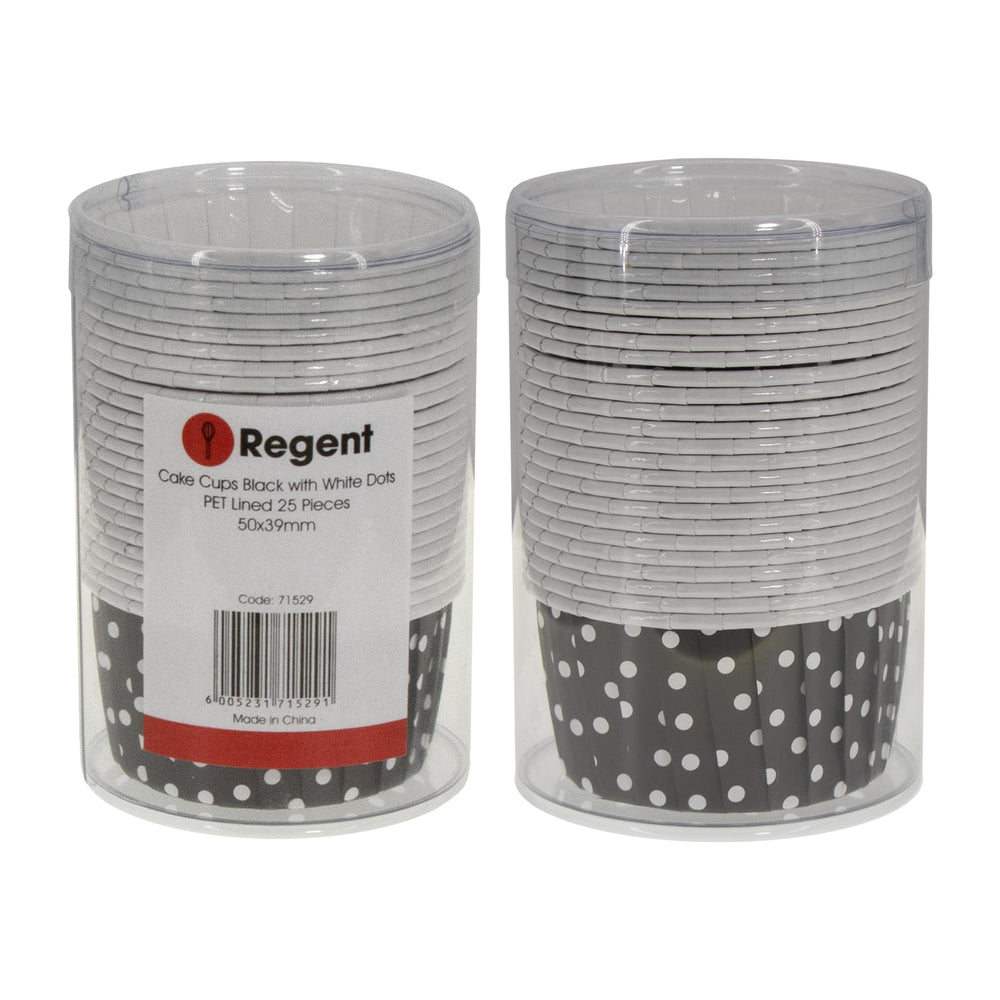 Regent Cake Cups Black with White Dots Pet Line 25Pcs 71529