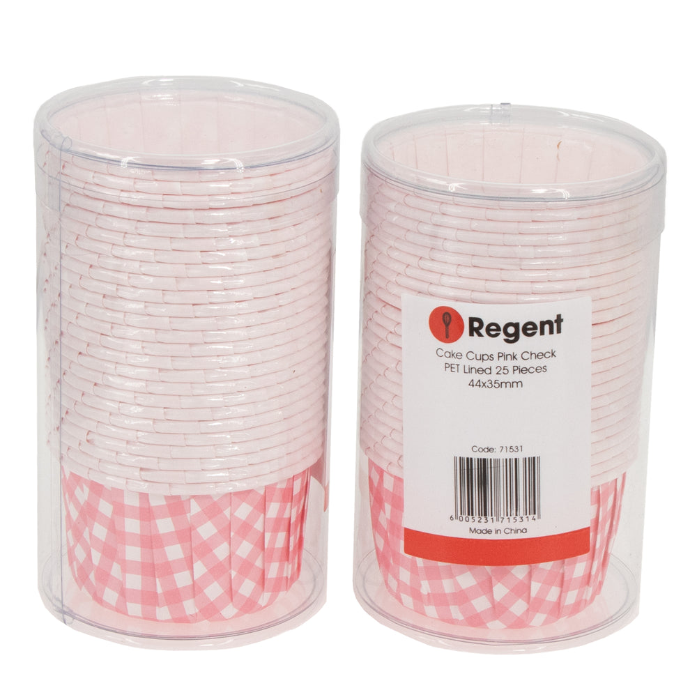 Regent Cake Cups Pink Checks Pet Line 25pcs 71531