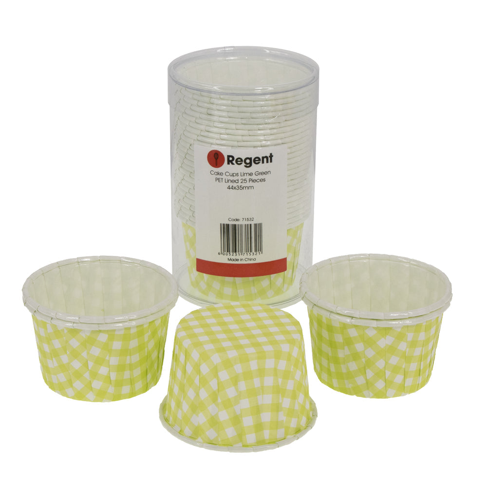 Regent Cake Cup Lime Green Check Pet Line 25Pcs 71532