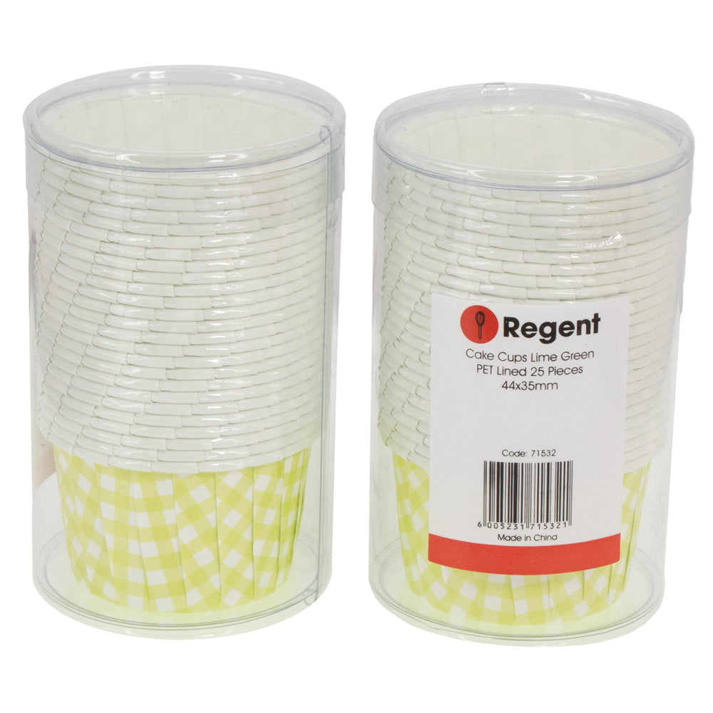 Regent Cake Cup Lime Green Check Pet Line 25Pcs 71532
