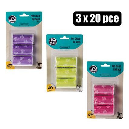 Pet Mall Dog Clean Up Bags Refill 3x20Pack each