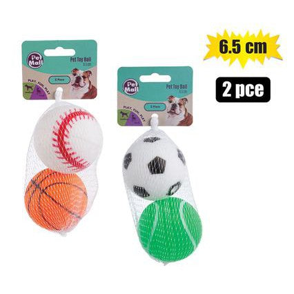 Pet Mall Dog Toy Vinly Ball 6.5cm 2pack