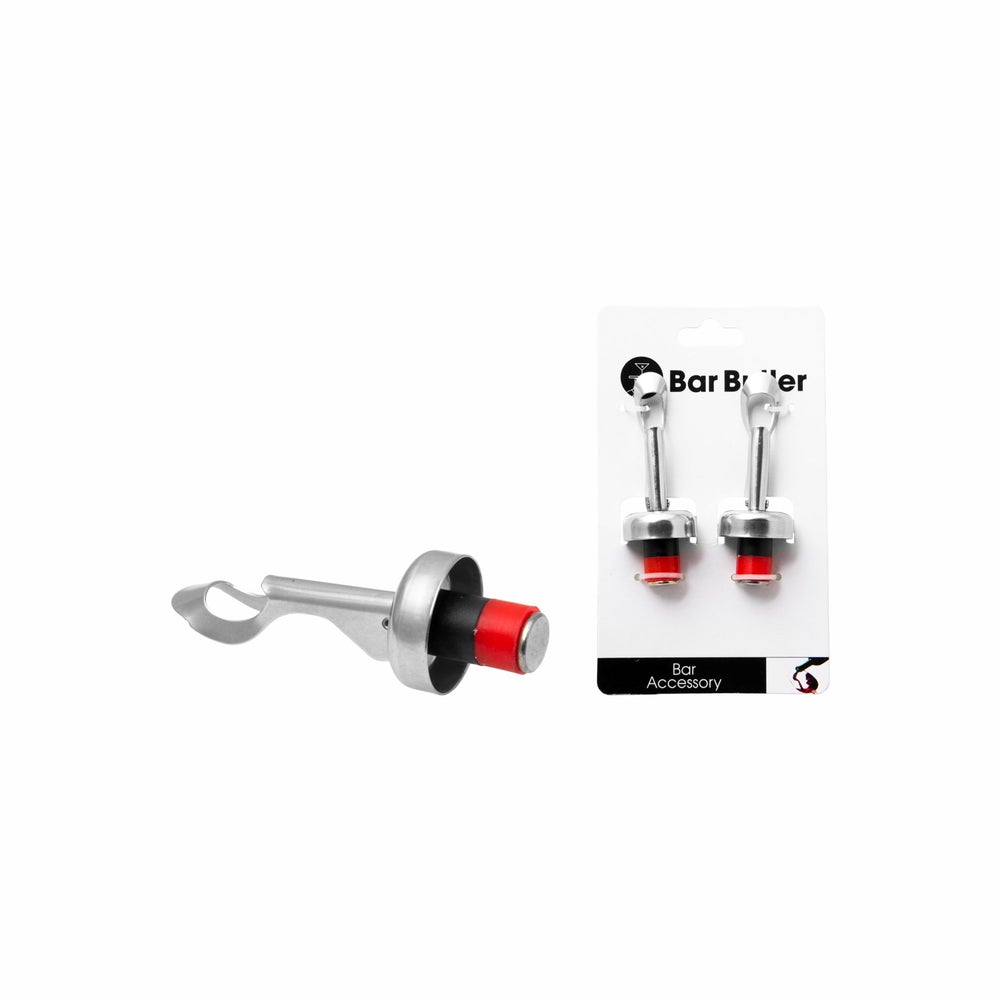 Bar Butler Bottle Stopper Fizz Guard 2 Pack Stainless Steel 73038
