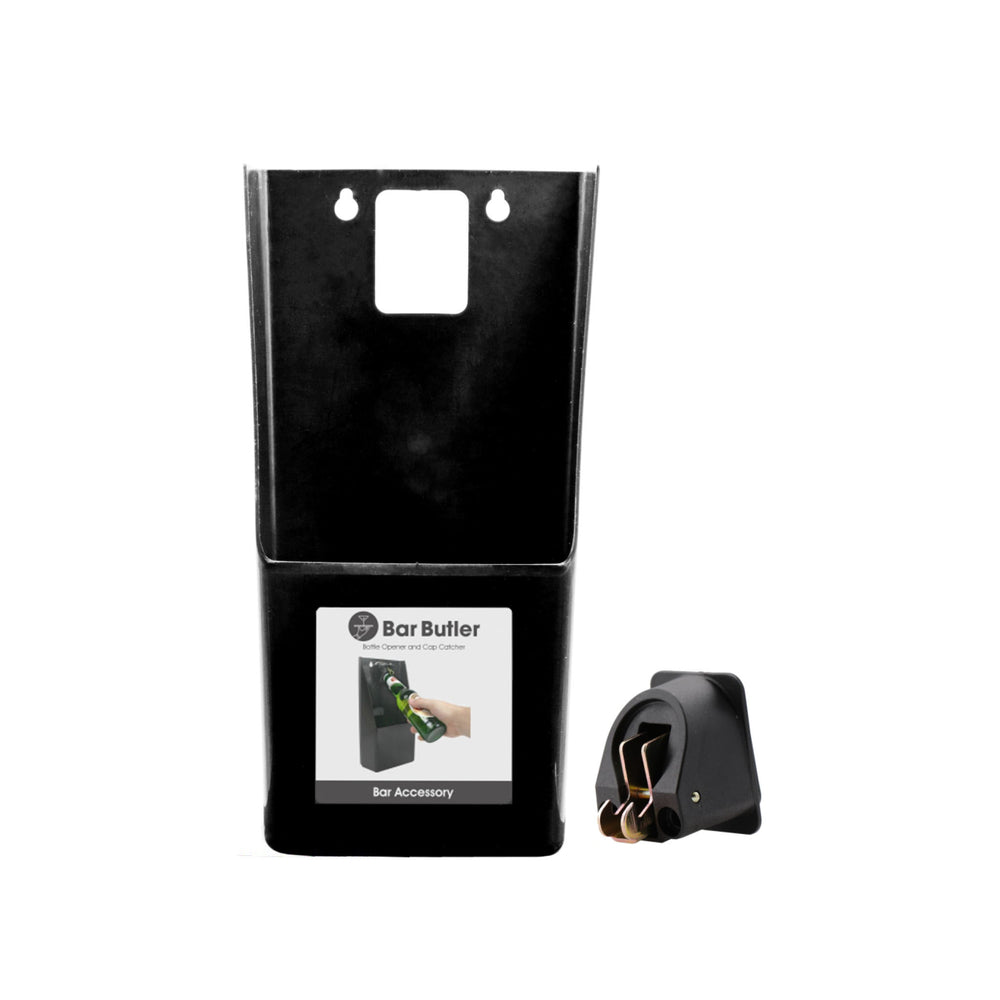 Bar Butler Mount Bottle Wall Opener with Cap Catcher Black 73132