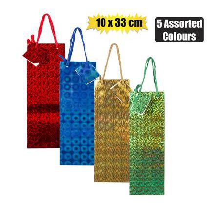 Gift Bottle Bag Hologram 10x33cm Gloss