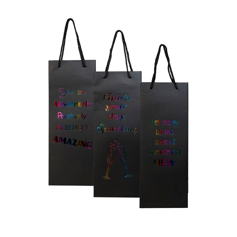 Gift Bottle Paper Bag English Wording 12x33cm 1pc