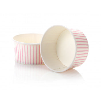 Ice Cream Paper Cups 180ml Baby Pink Stripes Vintage Tubs 10pack