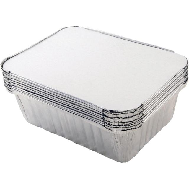 Aluminum Foil Takeaway Container Disposable FG-4453P with Poly PVC Lid Card Lid FL-B4453 1pc