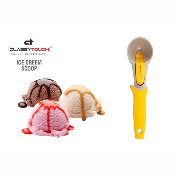 Ice Cream Spoon with Push Botton Yellow