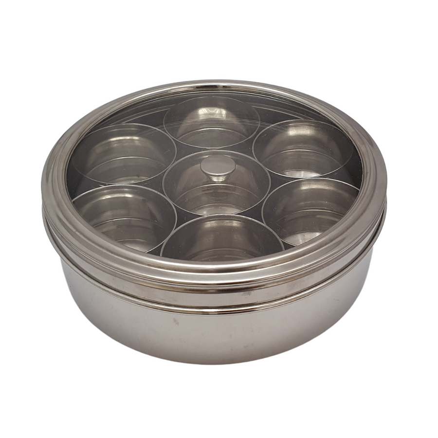 Masala Dabba with Clear Lid Stainless Steel 23cm SGN151