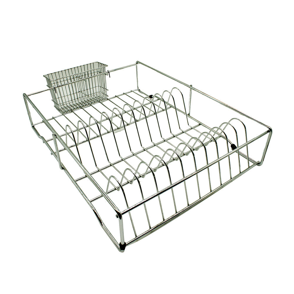 Chrome Dish Rack With Cutlery Basket 46cmx34cmx10cm SGN038