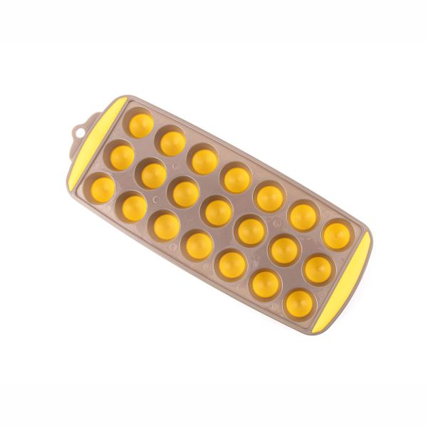 Easy Push Premium Pop-Up Ice Cube Tray Yellow 21-Grid
