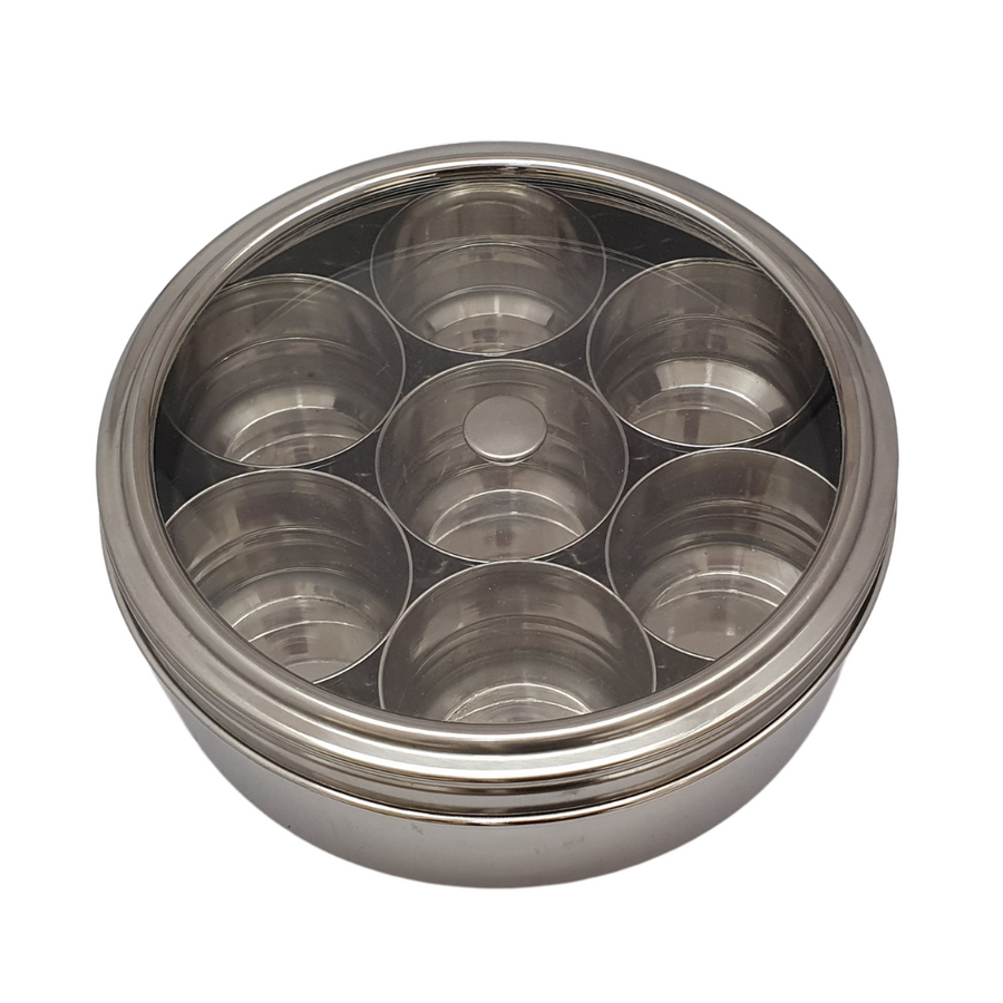 Masala Dabba with Clear Lid Stainless Steel 23cm SGN151