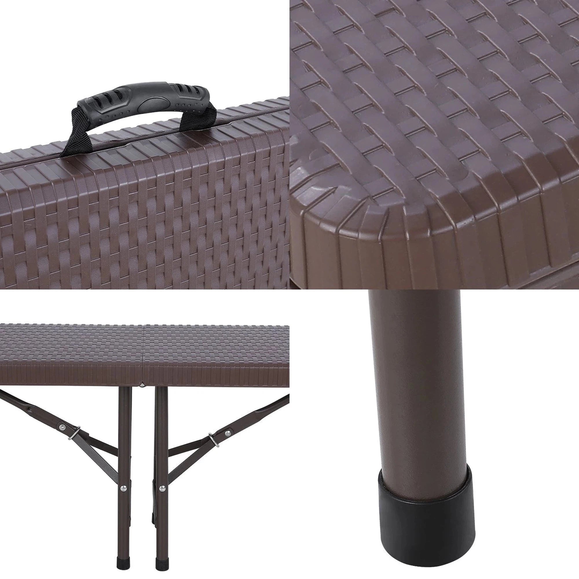 1.8m Folding Trestle Plastic Bench 6ft Rattan Finish