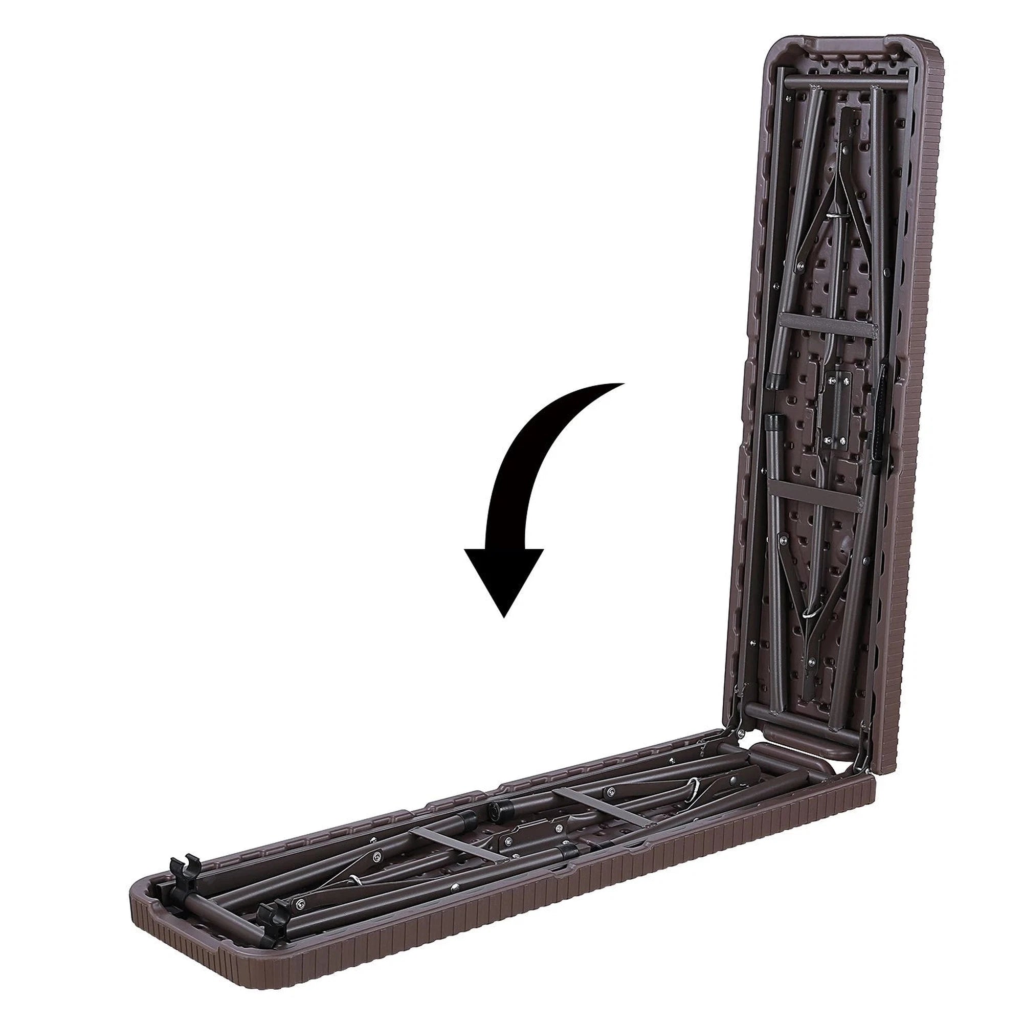 1.8m Folding Trestle Plastic Bench 6ft Rattan Finish