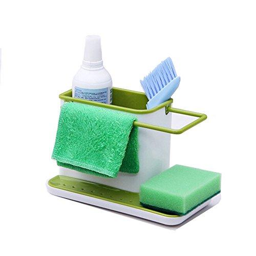 Kitchen Sink Organiser 3 in 1 Plastic Storage Cutlery Rack Blue and White